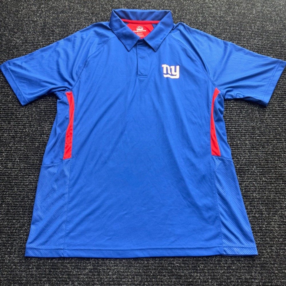 Majestic Mens New York Giants Cool Base Polo Shirt Blue Red XL NFL Football